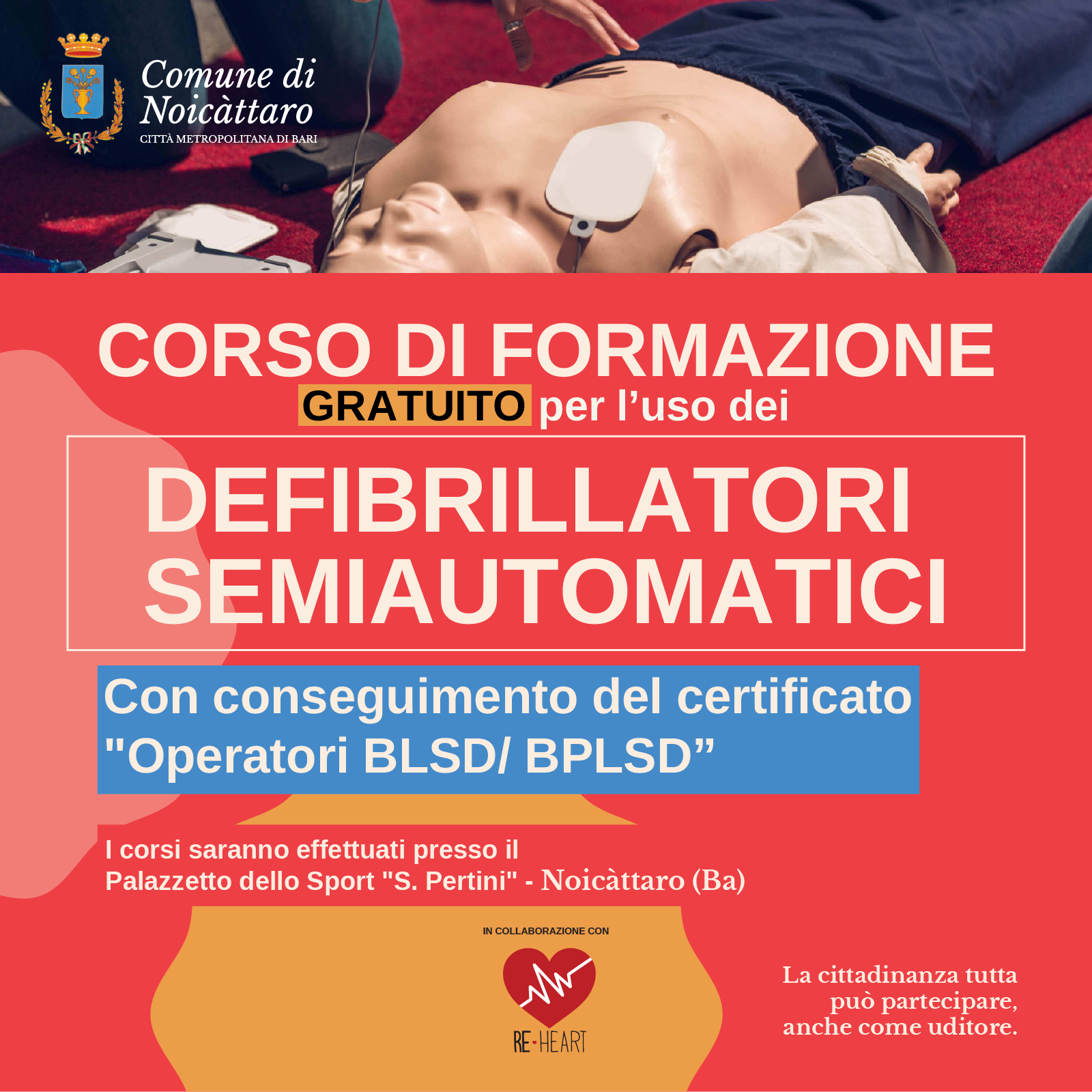 Corsi gratuiti per acquisire le tecniche di utilizzo dei defibrillatori semiautomatici