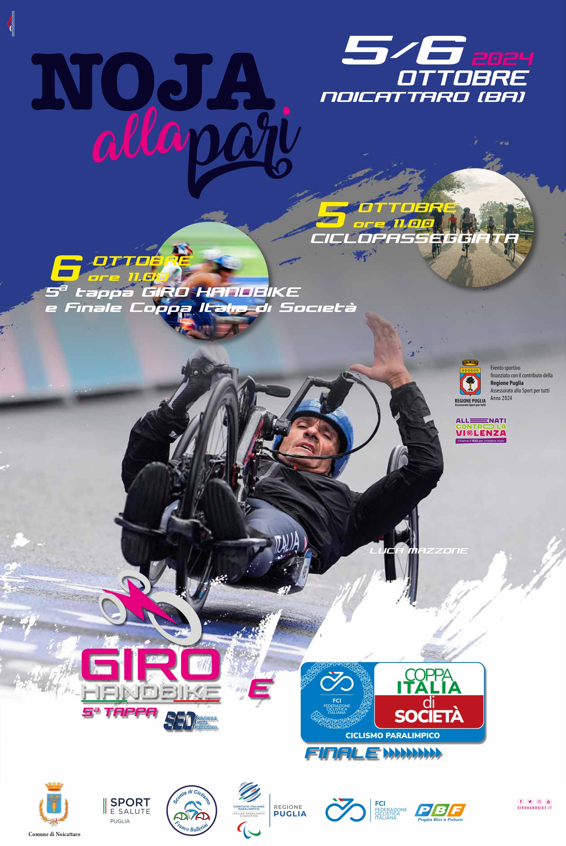 Noja alla Pari: due giorni dedicati al paraciclismo con ciclopasseggiata, Giro Handbike e finale della Coppa Italia di Società della Federciclismo